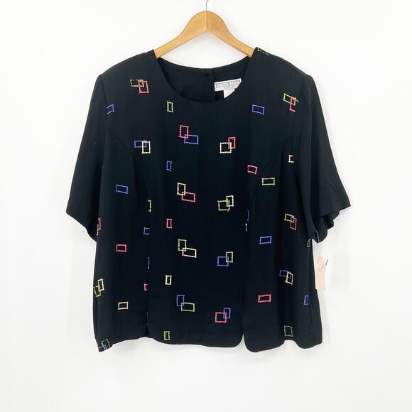 80s Vintage Dress Barn Geometric Retro Top Size 22W NWT - Picture 1 of 5